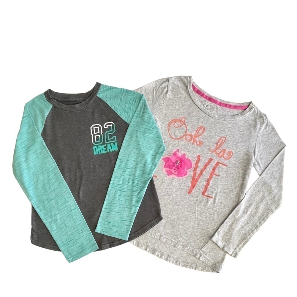 DANSKIN NOW, GIRLS T-SHIRT, SIZE 7/8. CHEROKEE T-SHIRT, LONG SLEEVE, SIZE 7/8.